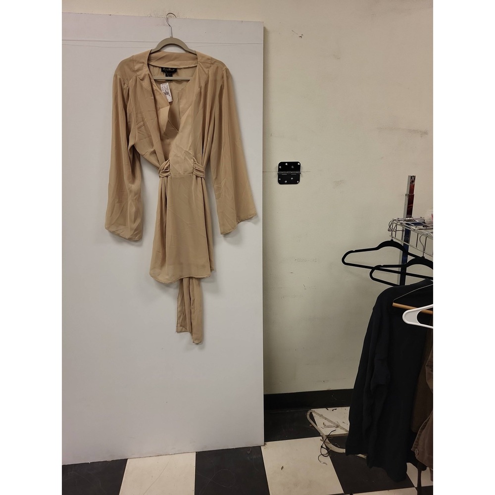 Ashley Stewart Womens Dress Size 16 Tan‎ Chino Tie Waist Career Party Cocktail